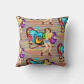 女の子踊りミュージックグラフィティウォールバックグラウンド クッション (裏面)