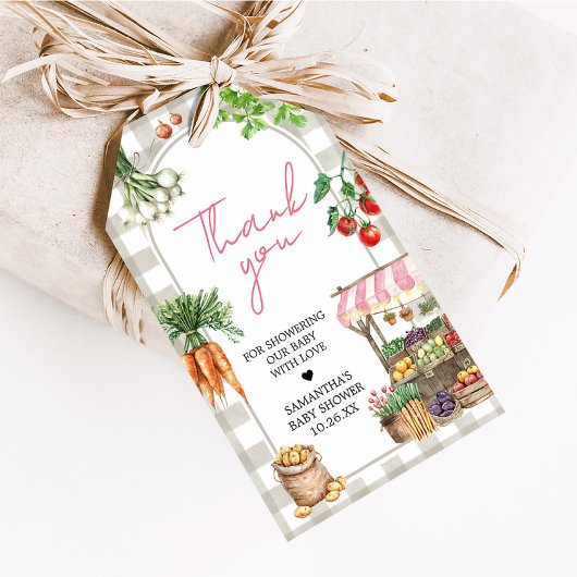 女の子農家市場地元で育ったメッセージカード ギフトタグ