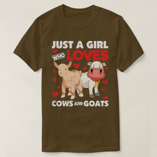 女の子農業牛農家女性ファームアニマルヤギ Tシャツ (デザイン正面)