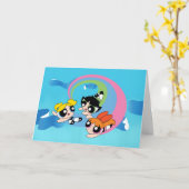 女の子達が空を飛ぶ カード (黄色い花)