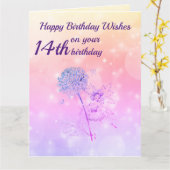 女の子達が14誕生日挨拶 カード (黄色い花)