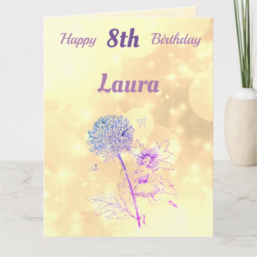 女の子達が8番目に幸せな誕生日の妖精の挨拶 カード (正面)