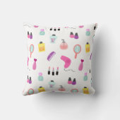 女の子部屋のためのガーリーな美しいそしてグルーミングパターン クッション (裏面)