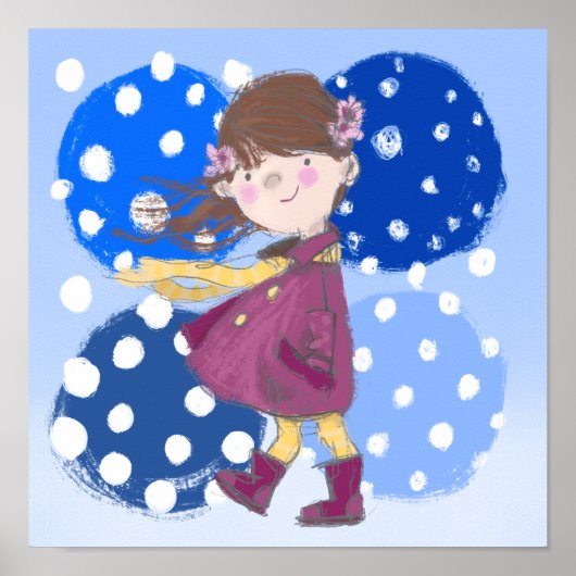 女の子部屋のプリント。雪だるま ポスター (正面)