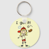 女の子野球得I Itシャツとギフト キーホルダー (正面)