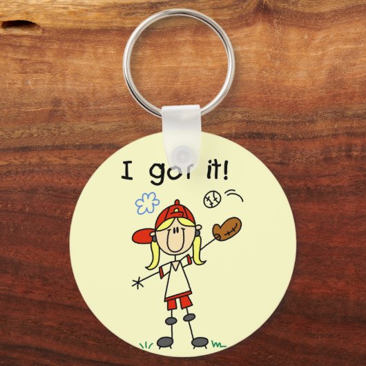 女の子野球得I Itシャツとギフト キーホルダー (正面)