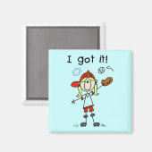 女の子野球得I Itシャツとギフト マグネット (正面/裏面)