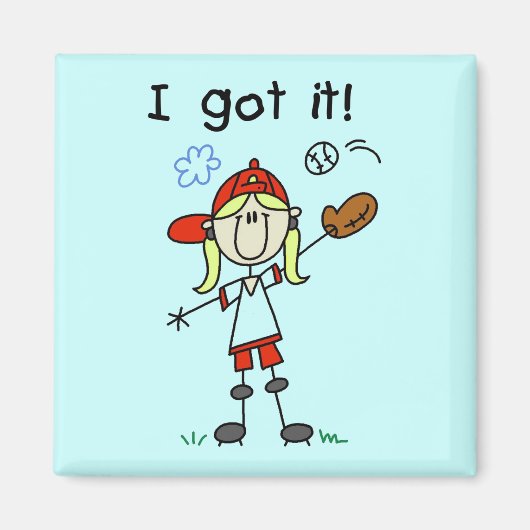 女の子野球得I Itシャツとギフト マグネット (正面)