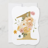 女の子金ゴールドフローラ1st誕生日パーティの招待状 招待状 (裏面)