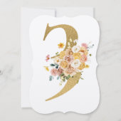 女の子金ゴールドフローラ3rd誕生日ナンバー3パーティー 招待状 (裏面)