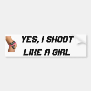 女の子銃ズボン002、YES、私は女の子のように撃ちます バンパーステッカー