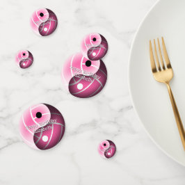 女の子陰陽バレーボールピンク任意の色の誕生日 コンフェッティ