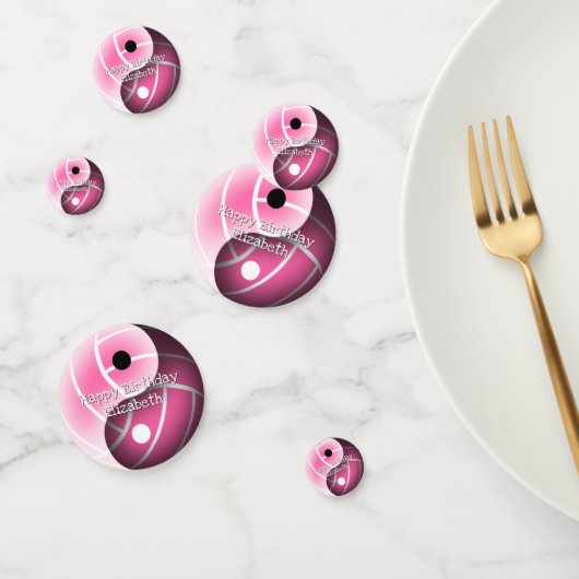 女の子陰陽バレーボールピンク任意の色の誕生日 コンフェッティ (グループ)