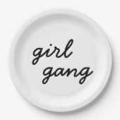 女の子集団かわいいフェミモダンニストの女の子パワースクリプト ペーパープレート (正面)
