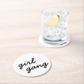 女の子集団かわいいフェミモダンニストの女の子パワースクリプト ラウンドペーパーコースター (インサイチュ)