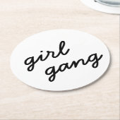 女の子集団かわいいフェミモダンニストの女の子パワースクリプト ラウンドペーパーコースター (アングル)