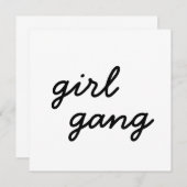 女の子集団かわいいフェミモダンニストの女の子パワースクリプト 招待状 (正面/裏面)