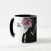 女の子顔フィオナ名カスタマイズかわいらし可能ピンクローズ マグカップ (正面左)