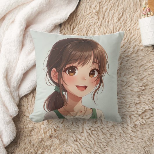 女の子顔枕 クッション (ブランケット)