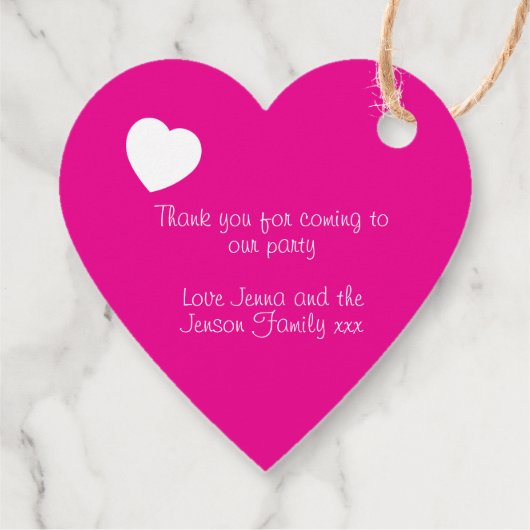 女の子飛んでいるのハートラディバグカスタムピンク感謝してい フェイバータグ (裏面)