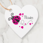女の子飛んでいるのハートラディバグカスタムピンク感謝してい フェイバータグ (正面)