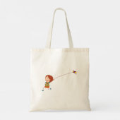 女の子飛んでいるカイトトートバッグ トートバッグ (裏面)