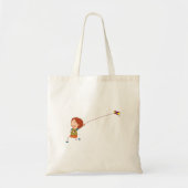 女の子飛んでいるカイトトートバッグ トートバッグ (正面)