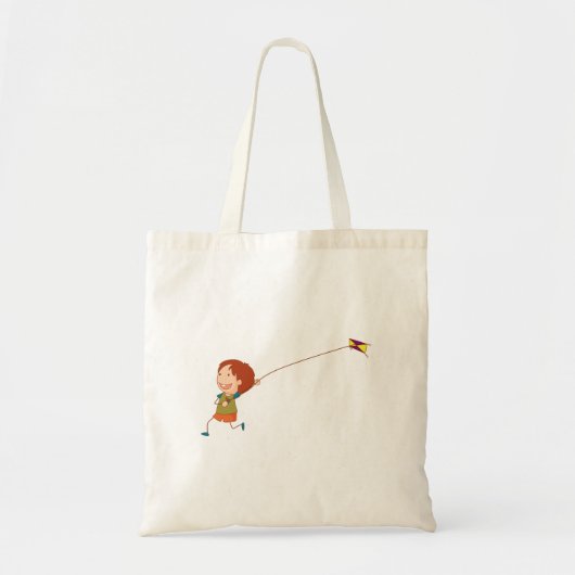 女の子飛んでいるカイトトートバッグ トートバッグ (正面)