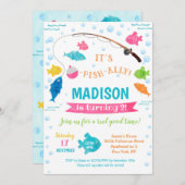 女の子魚釣り誕生日招待状第2位3位4位 招待状 (正面/裏面)