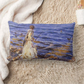 女の子魚釣り(by John Singer Sargent) ランバークッション (ブランケット)