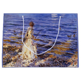 女の子魚釣り(by John Singer Sargent) ラージペーパーバッグ