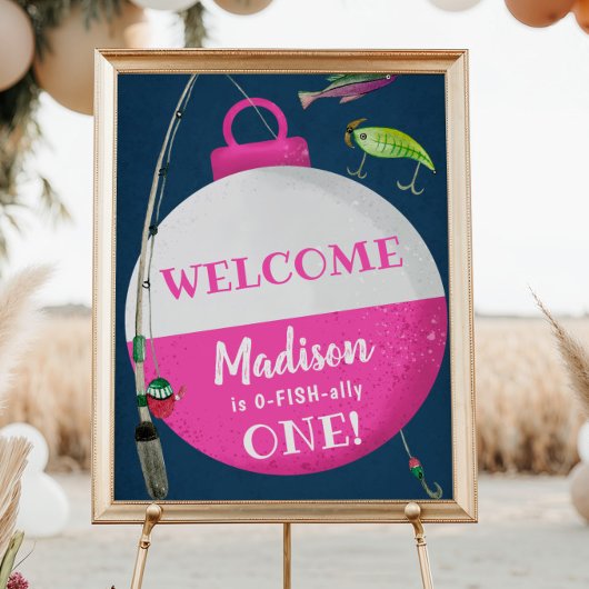 女の子魚釣りO-FISH-ally誕生日へようこそ ポスター