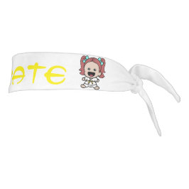 女の子黄色いベルトの空手の頭部の覆い タイヘッドバンド