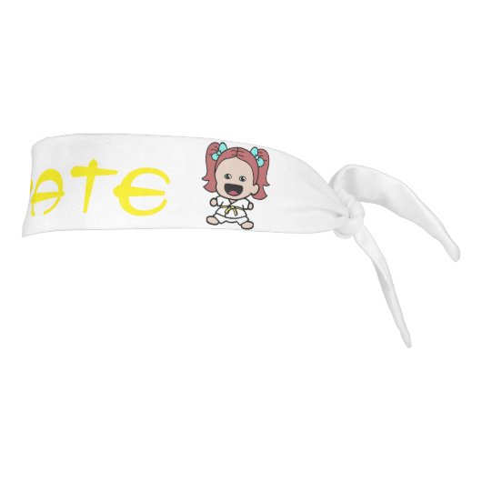 女の子黄色いベルトの空手の頭部の覆い タイヘッドバンド (回転90)