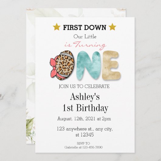 女の子1年目の記念 招待状 (正面/裏面)