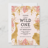 女の子1日ピンクジャングルサファリ 招待状 (正面)