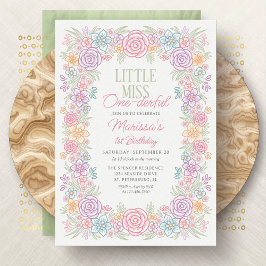 女の子1歳の恋しく思バースデーワンダーフルフローラ 招待状