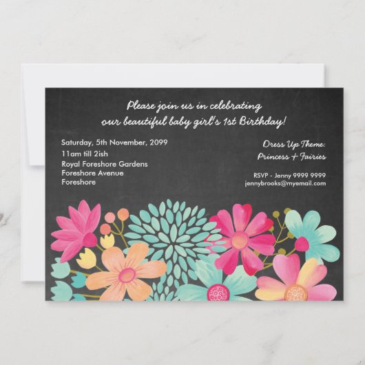 女の子1歳の誕生日ナンバー1写真招待状 招待状 (裏面)