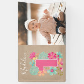 女の子1歳の誕生日パーティー番号写真パーティーバナー 横断幕 (縦)