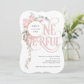 女の子1歳の誕生日リトル恋しく思オネダーランドピンク 招待状 (スタンド正面)