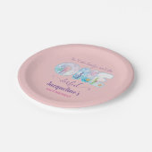 女の子1歳の誕生日ワンダーフルピかわいらしンク ペーパープレート (アングル)