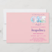 女の子1歳の誕生日ワンダーフルピかわいらしンク 招待状 (正面)