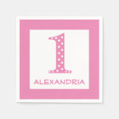 女の子1歳の誕生日 スタンダードカクテルナプキン (正面)