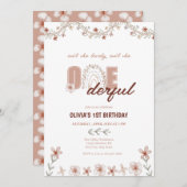 女の子1歳の誕生日 |レインボー・ボー 招待状 (正面/裏面)