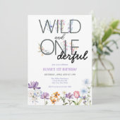 女の子1歳の誕生日 |ワイルドフラワー誕生日 招待状 (スタンド正面)