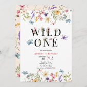 女の子1歳の誕生日 |ワイルドワン 招待状 (正面/裏面)