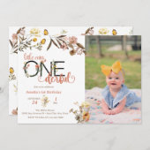 女の子1歳の誕生日 | Little 恋しく思 Onederful 招待状 (正面/裏面)