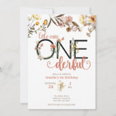 女の子1歳の誕生日 | Little 恋しく思 Onederful 招待状 (正面)