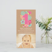 女の子1番目の誕生日ナンバー1ありがとうフォトカード サンキューカード (スタンド正面)
