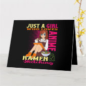 女の子10代のトレンディーかわいいアニメラーメン丼がアニメ大好き カード (黄色い花)
